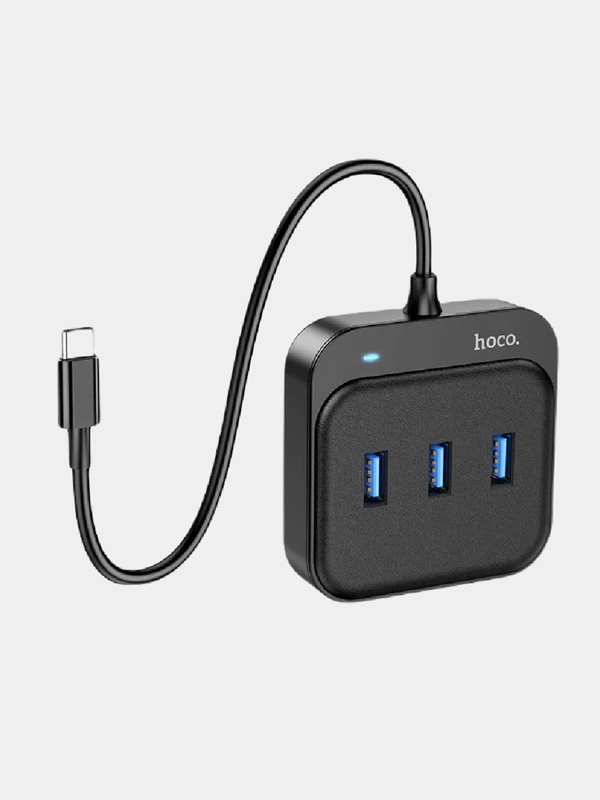 Переходник 4 в 1 Type-C 20см на 4 порта USB 3.0, Хаб Hoco HB31, ШИРОКАЯ СОВМЕСТИМОСТЬ