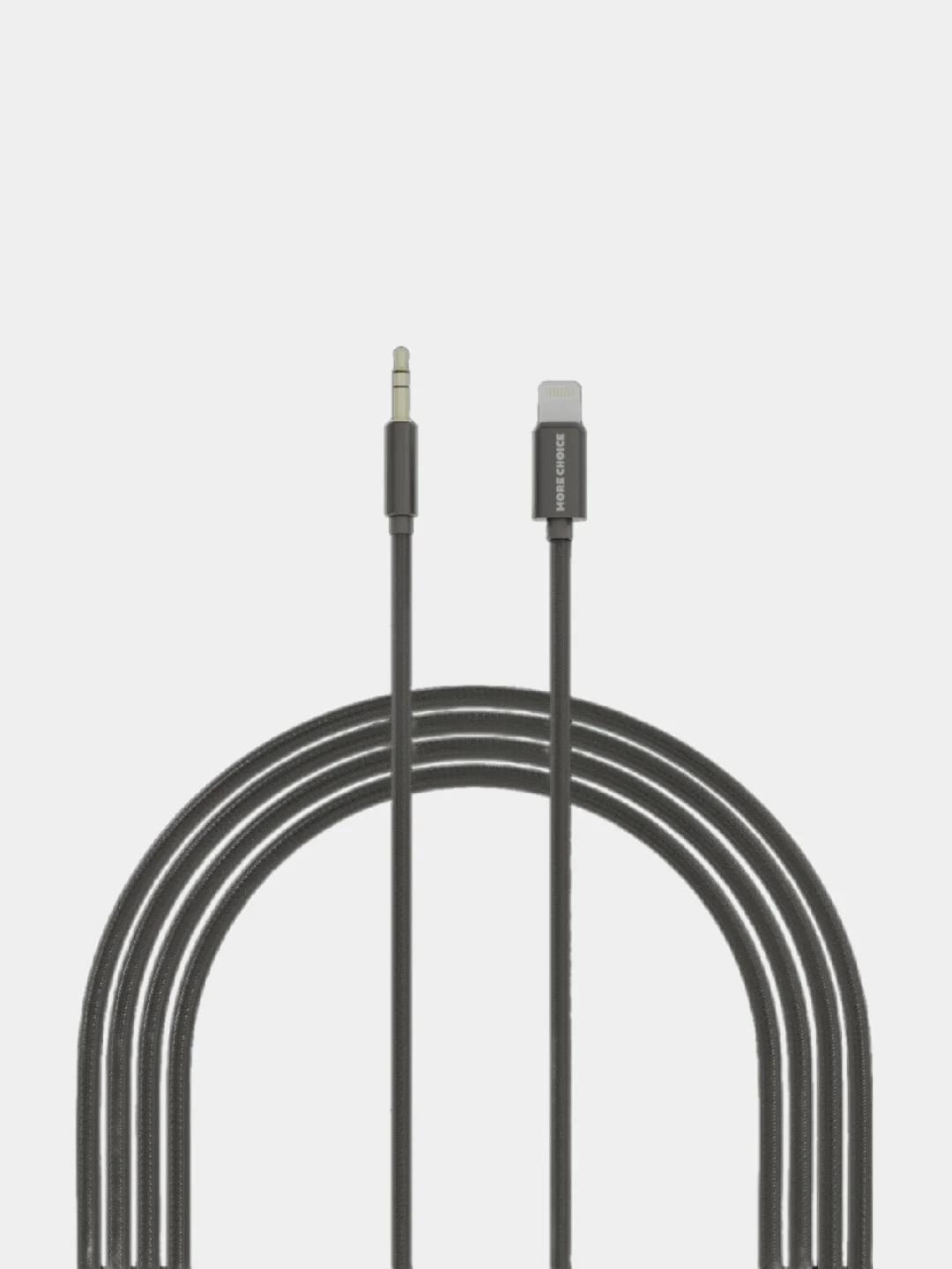 Черный аудиокабель AUX 3.5mm - Lightning, Аудиокабель для айфона из нейлона More Choice UK24i