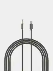 Черный аудиокабель AUX 3.5mm - Lightning, Аудиокабель для айфона из нейлона More Choice UK24i
