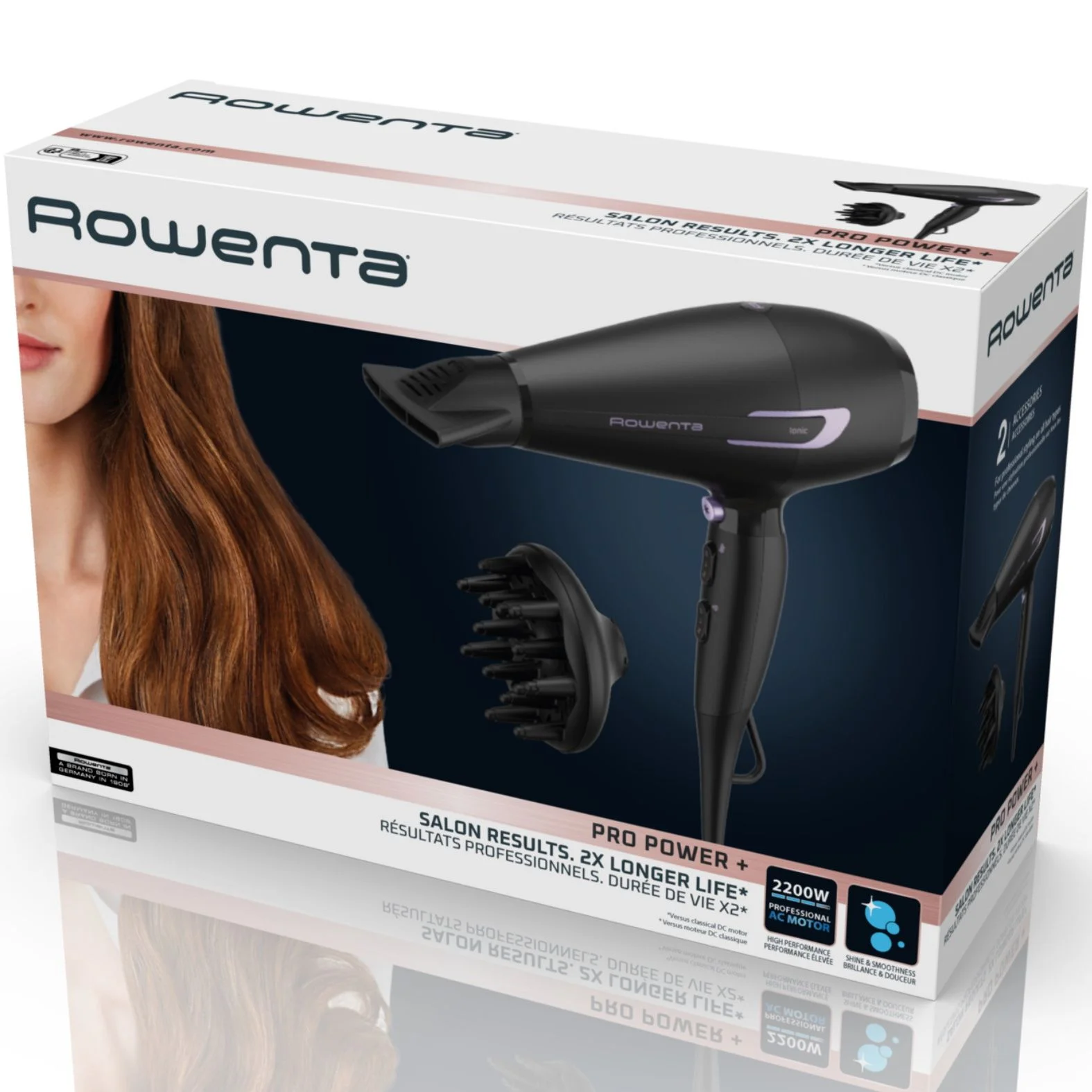 Фен для волос Rowenta Pro Power+ CV7210F0, с насадками, ионным генератором, 2200 Вт