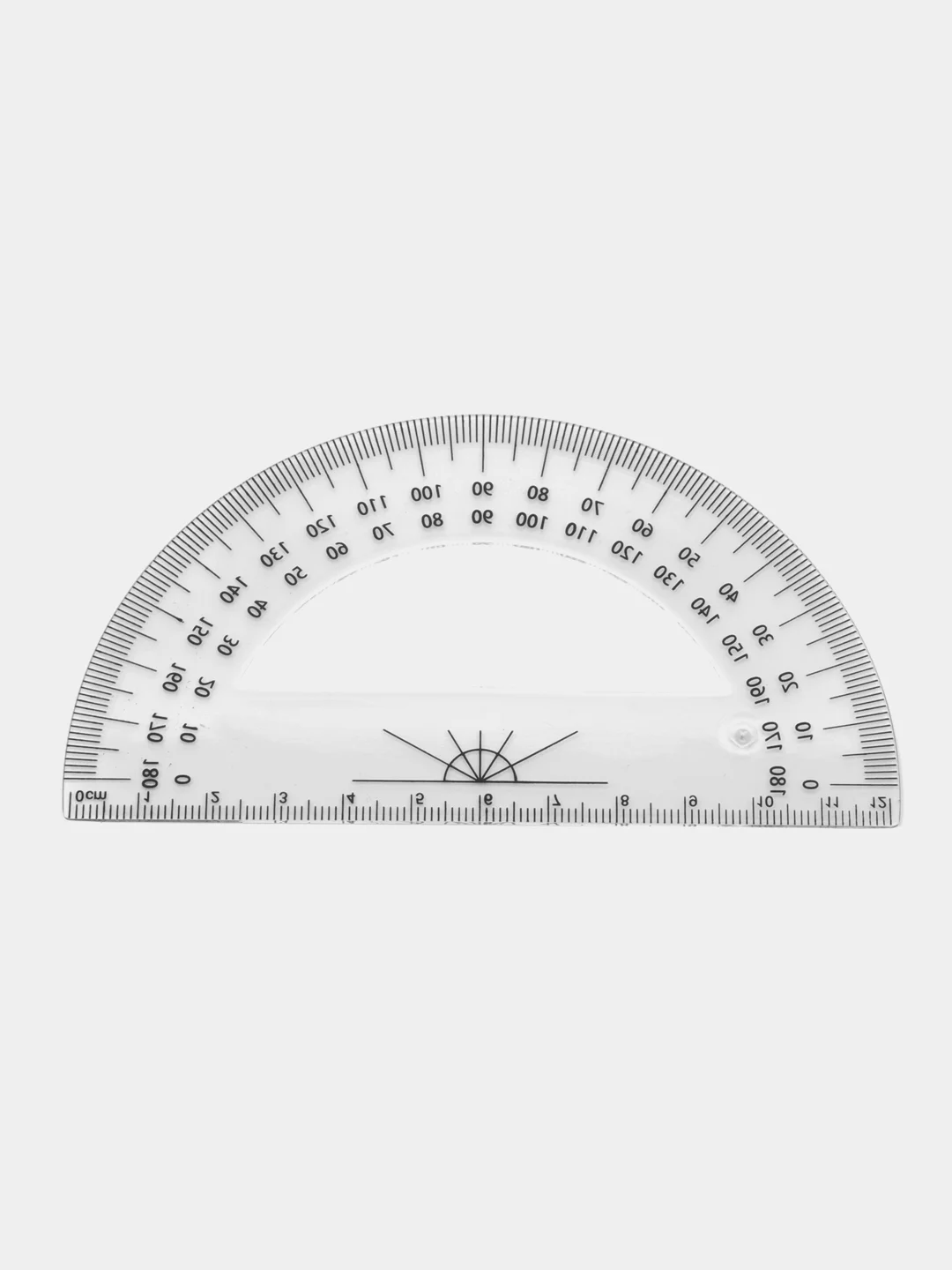 Транспортир прозрачный, 180 градусов, 12 см