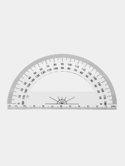 Транспортир прозрачный, 180 градусов, 12 см