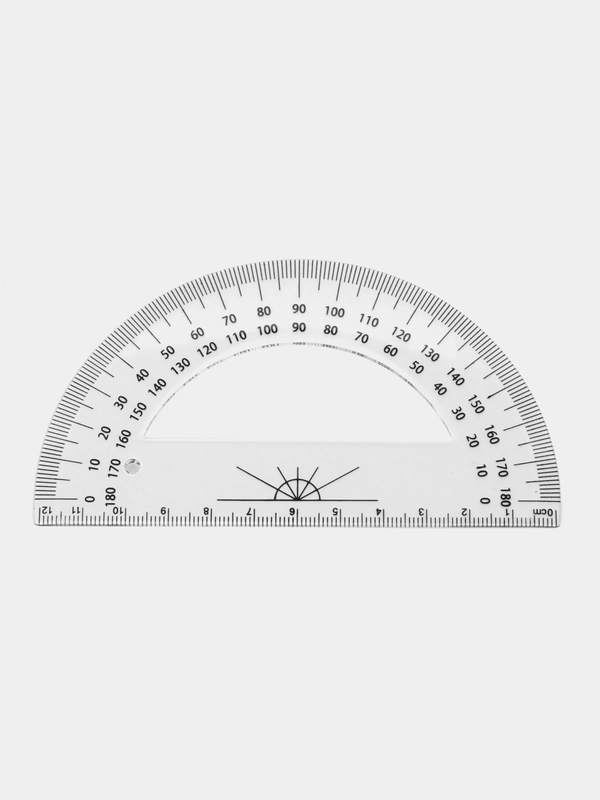Транспортир прозрачный, 180 градусов, 12 см
