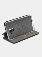 Черный чехол книжка с карточкой для Samsung A8 2018