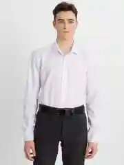 Рубашка классическая белая с длинным рукавом, приталенная Slim fit торжественная