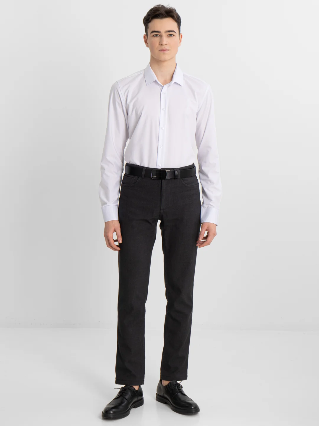Рубашка классическая белая с длинным рукавом, приталенная Slim fit торжественная
