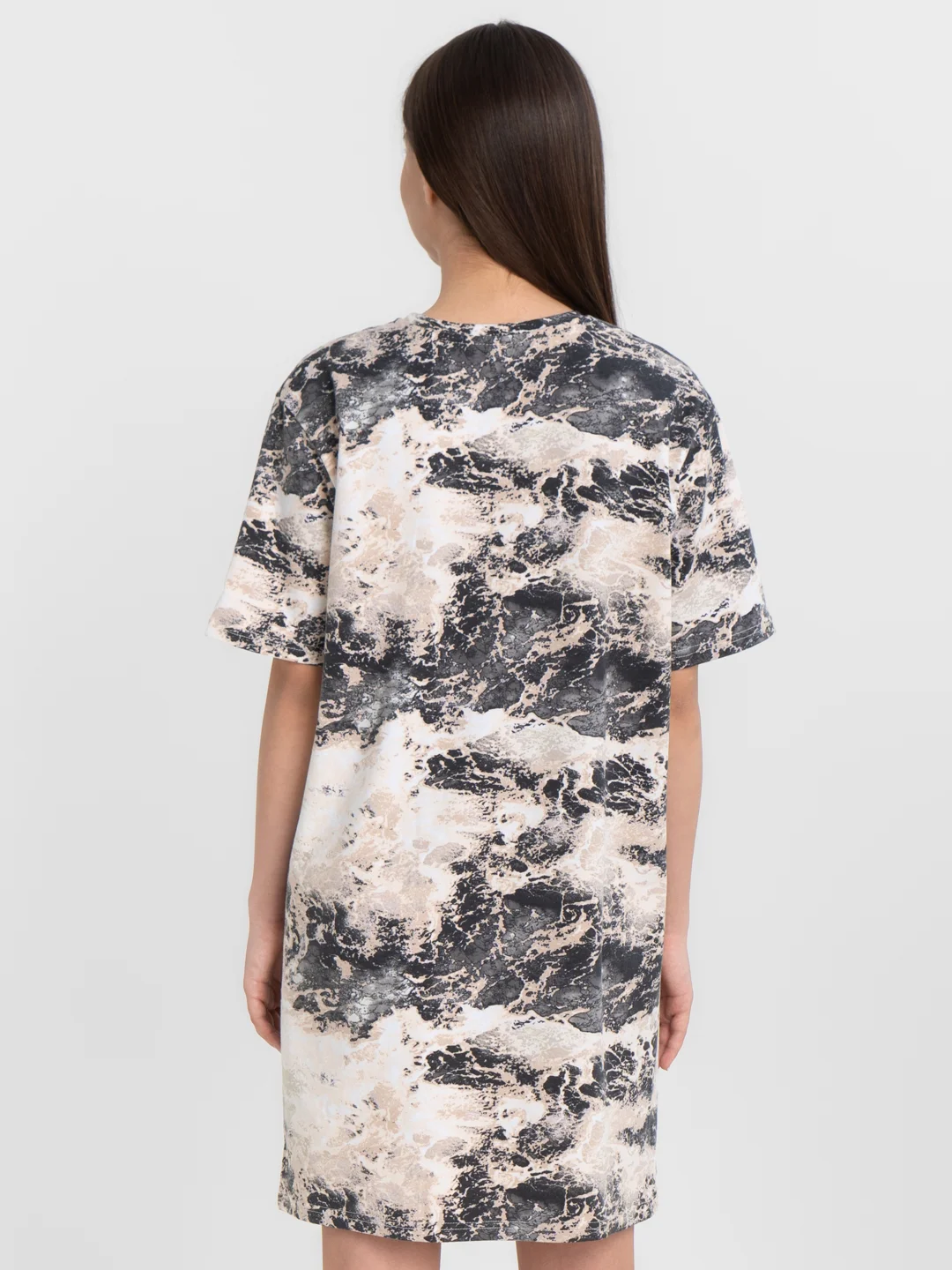 Серый платье-футболка Oversize, короткая туника, большие размеры 42-60