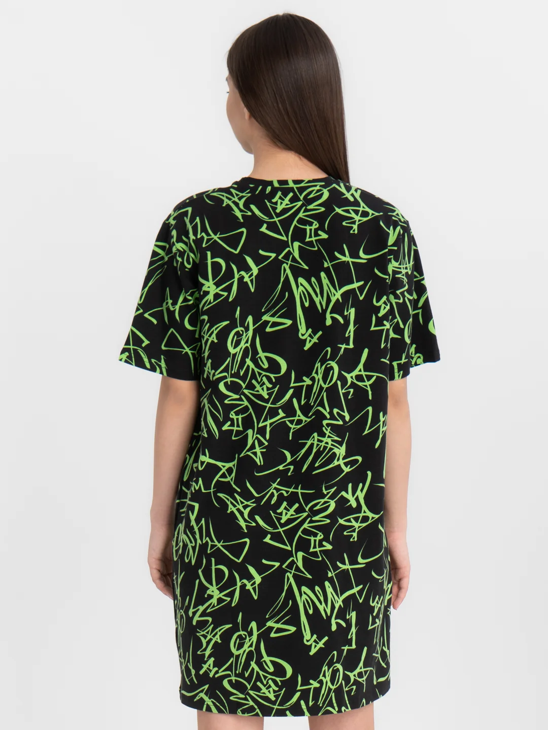 Салатовый платье-футболка Oversize, короткая туника, большие размеры 42-60