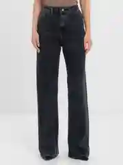 Тёмно-серый женские джинсы широкие wide leg трубы палаццо