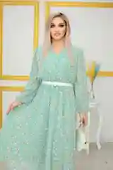 Бирюзовый женское шифоновое платье на весну лето больших размеров