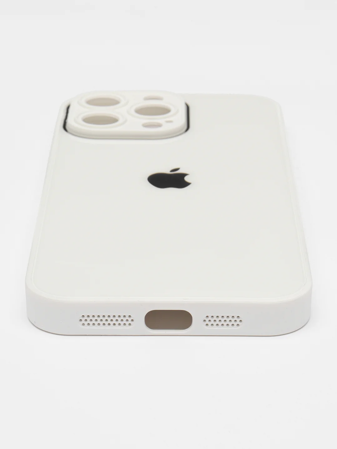 Белый чехол для iPhone 15, 15 Pro, 15 Pro Max, со стеклянной панелью и защитой камеры