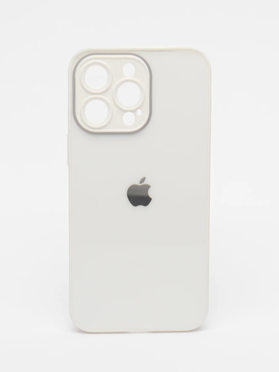 Белый чехол для iPhone 15, 15 Pro, 15 Pro Max, со стеклянной панелью и защитой камеры