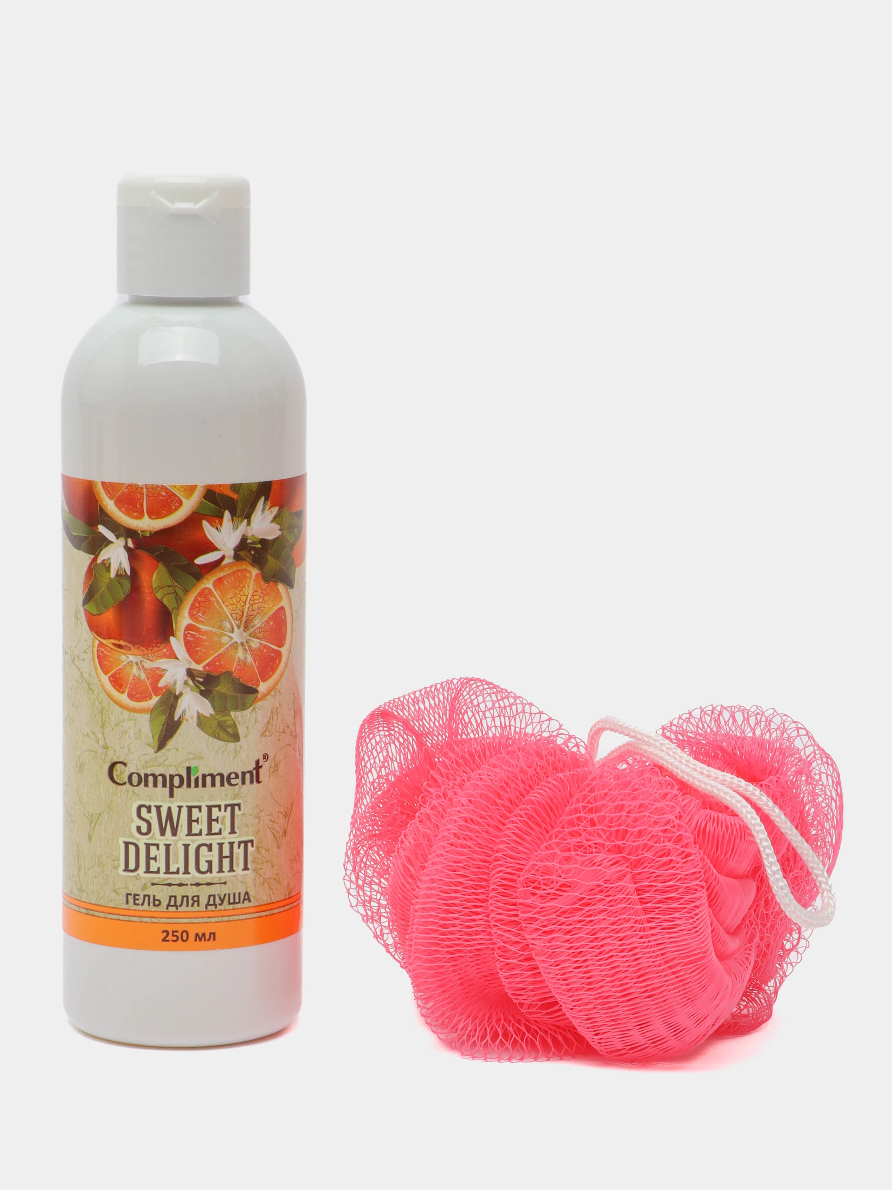 Подарочный набор Compliment Sweet Delight. Гель для душа 250 мл, мочалка