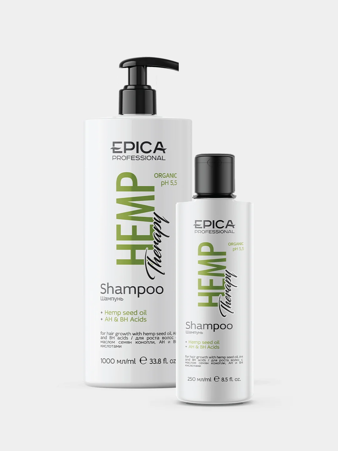 Шампунь для роста с маслом семян конопли, AH и BH кислотами Epica Hemp Therapy Shampoo