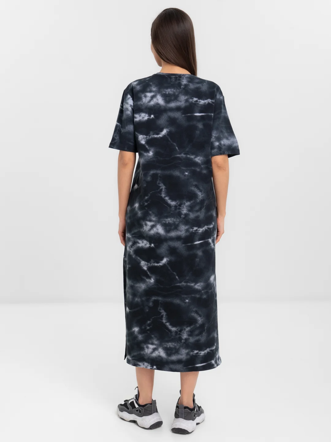 Ледяной платье-футболка Oversize с принтом, длинное