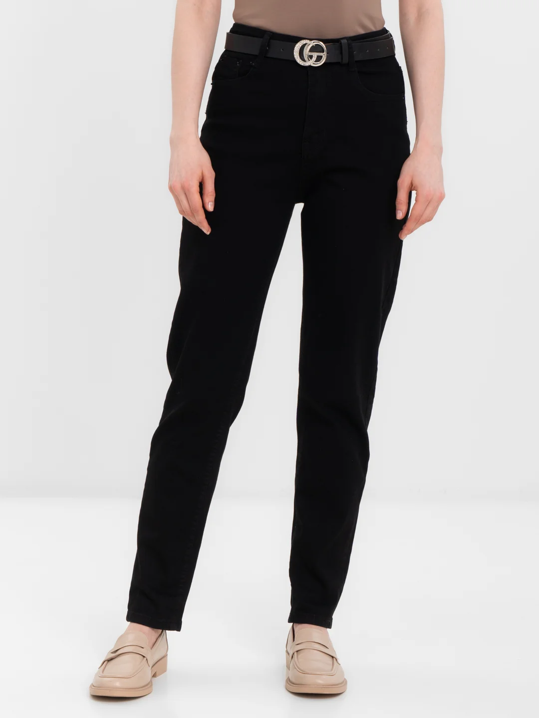 Черный джинсы женские mom fit с высокой посадкой, голубые и черные МОМ