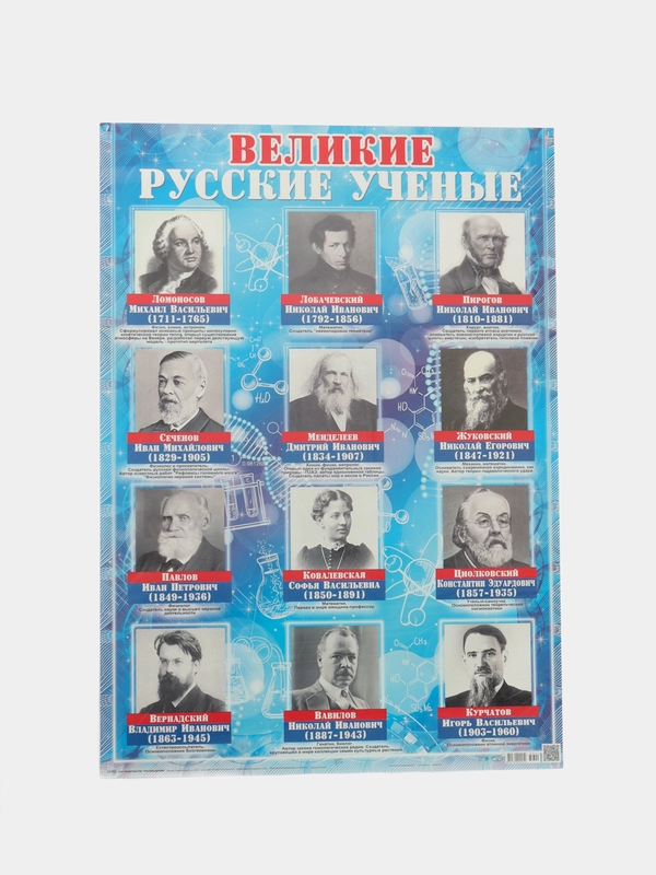Плакат Великие Русские ученые, Династии Романовых, писатели, художники. Школа. Дет. сад