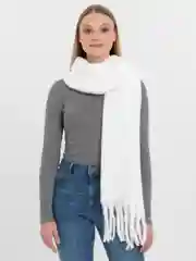 Белый шарф женский утепленный, объемный