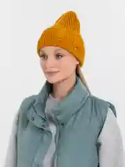 Горчичный шапка женская, вязаная