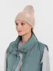 Светло-бежевый шапка женская, вязаная
