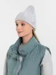 Серебряный шапка женская, вязаная