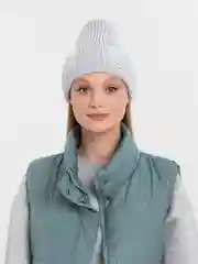 Серебряный шапка женская, вязаная