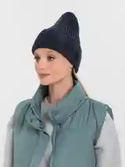 Синий меланж шапка женская, вязаная