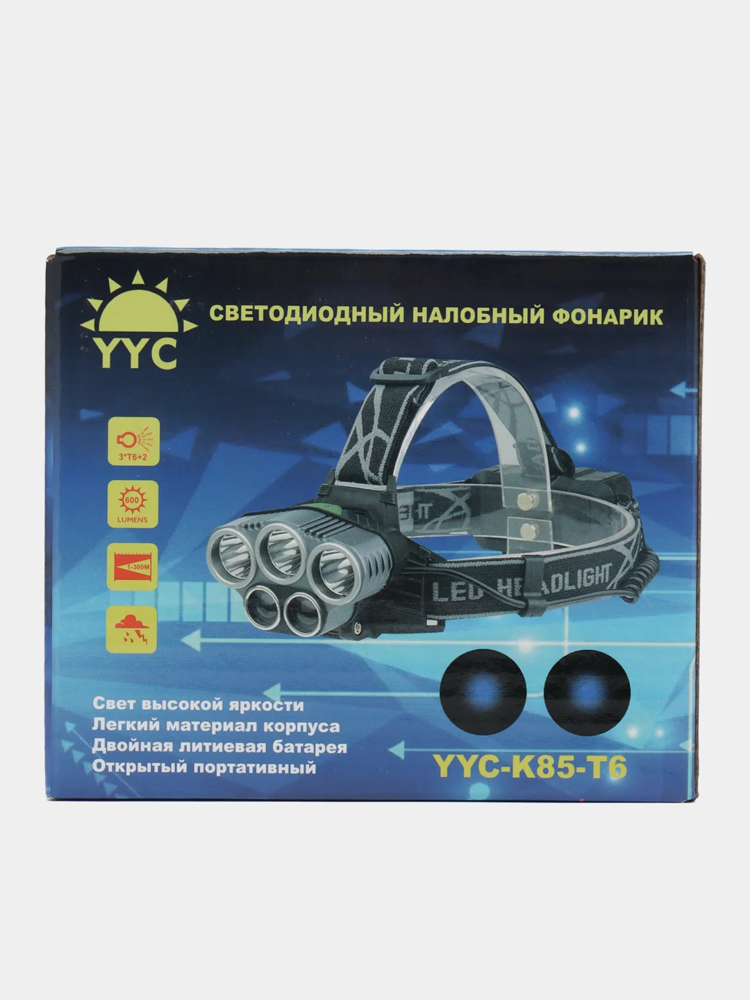 Налобный мощный светодиодный фонарь SimpleShop с регулировкой угла свечения, 5 режимов