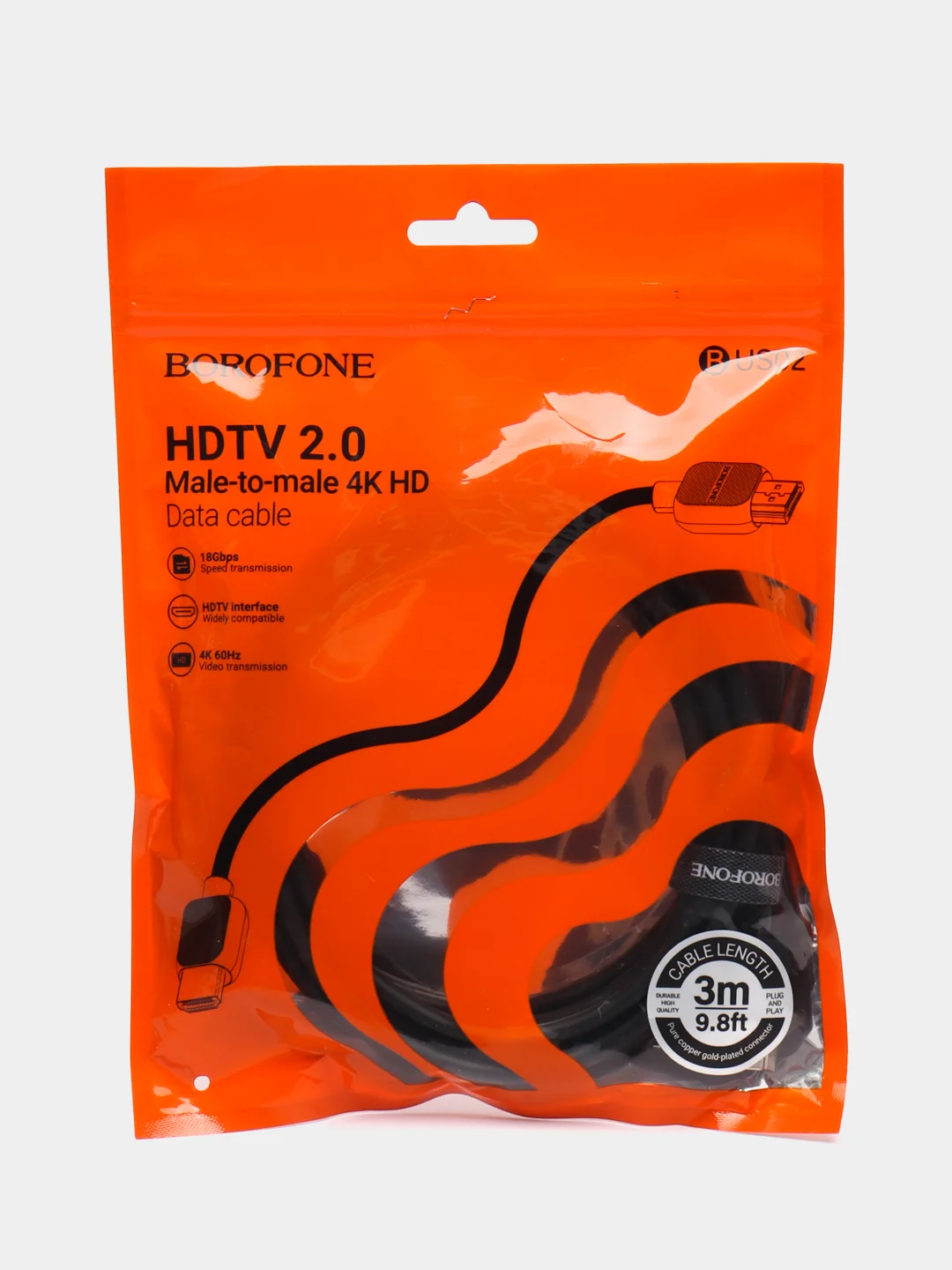Кабель HDMI на HDMI для телевизора, приставки, BOROFONE BUS02, 4K HD, 60Гц, 1/2/3 метра