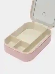 Розовый шкатулка для украшений с зеркалом для макияжа с подсветкой, зеркало с подсветкой