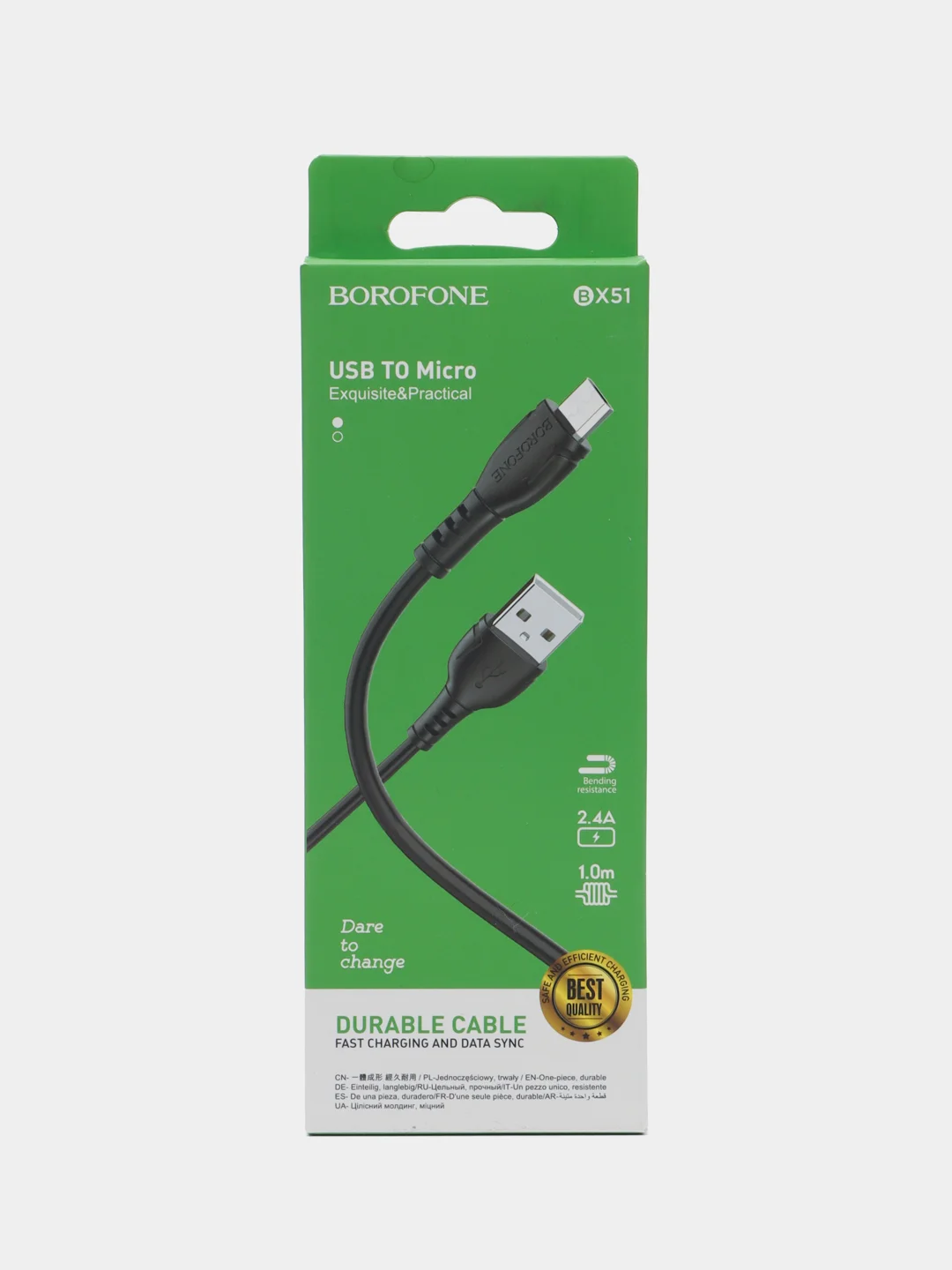 Черный кабель Borofone для зарядки телефона, Micro USB