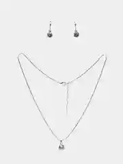 Серебряный комплект украшений Ruby. Женские серьги и цепочка с подвеской