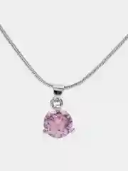 Розовый комплект украшений Ruby. Женские серьги и цепочка с подвеской