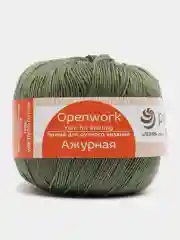 Приглушённый хаки пряжа Пехорка Ажурная 100% мерсеризованный хлопок 50г 280м