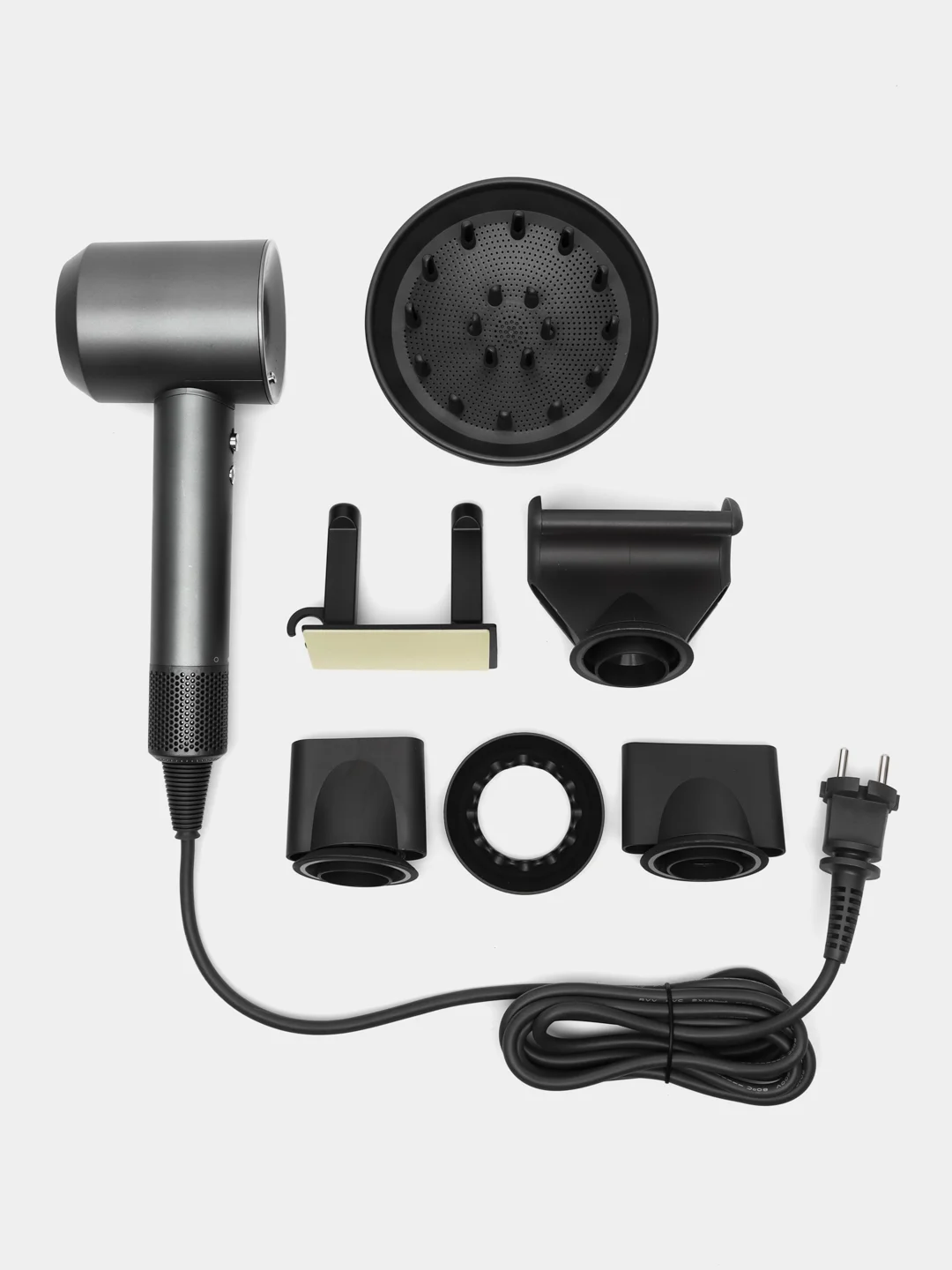 Серебряный фен для волос Super Hair Dryer, стайлер для укладки и сушки волос, 5 насадок