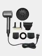 Серебряный фен для волос Super Hair Dryer, стайлер для укладки и сушки волос, 5 насадок