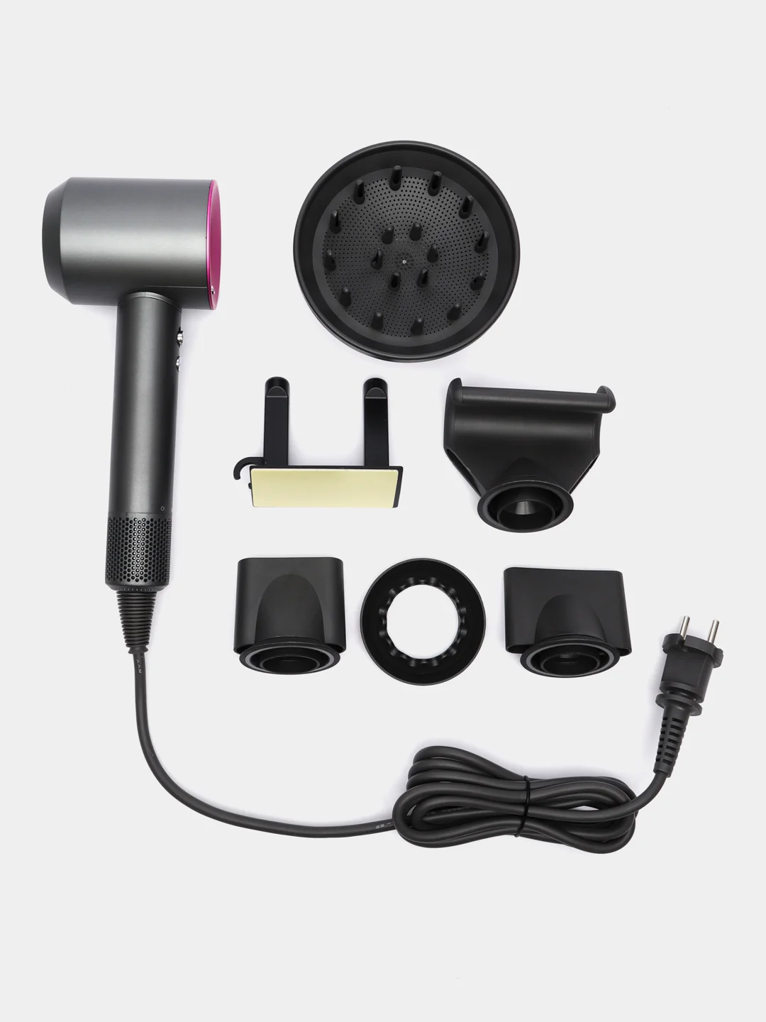 Фуксия фен для волос Super Hair Dryer, стайлер для укладки и сушки волос, 5 насадок