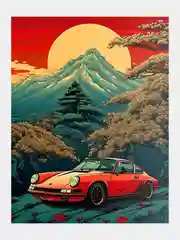 Алмазная мозаика "Красный Porsche" на подрамнике, 40 х 50 см, полная выкладка