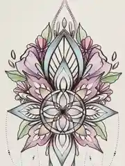 Коралловый татушки, временная тату Цветы/Ловец снов 21*14 см/Переводная тату, цветные, черно-белые