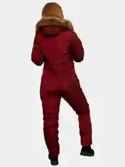 Бордовый комбинезон женский, зимний, с капюшоном