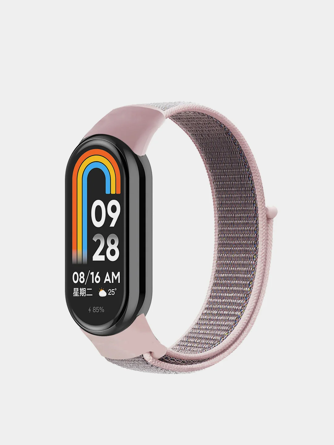 Пудровый ремешок нейлоновый на липучке для Xiaomi Mi Band 8 / Mi Band 9