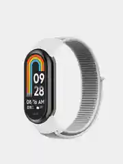 Белый ремешок нейлоновый на липучке для Xiaomi Mi Band 8 / Mi Band 9