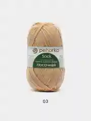 Кремовый пряжа Пехорка Носочная 50% шерсть, 50% акрил 100г, 200м