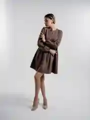 Шоколадный платье женское повседневное, однотонное