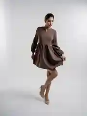 Черный платье женское повседневное, однотонное