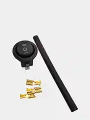 Выключатель клавишный КРУГЛЫЙ c НЕЙТРАЛЬЮ 250V 6А (3с) ON-OFF-ON черн (+ клеммы и термоус)