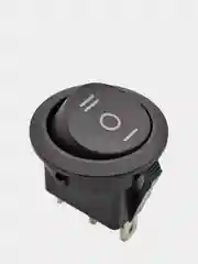 Выключатель клавишный КРУГЛЫЙ c НЕЙТРАЛЬЮ 250V 6А (3с) ON-OFF-ON черн (+ клеммы и термоус)
