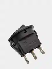 Выключатель клавишный КРУГЛЫЙ c НЕЙТРАЛЬЮ 250V 6А (3с) ON-OFF-ON черн (+ клеммы и термоус)