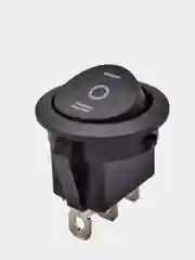 Выключатель клавишный КРУГЛЫЙ c НЕЙТРАЛЬЮ 250V 6А (3с) ON-OFF-ON черн (+ клеммы и термоус)