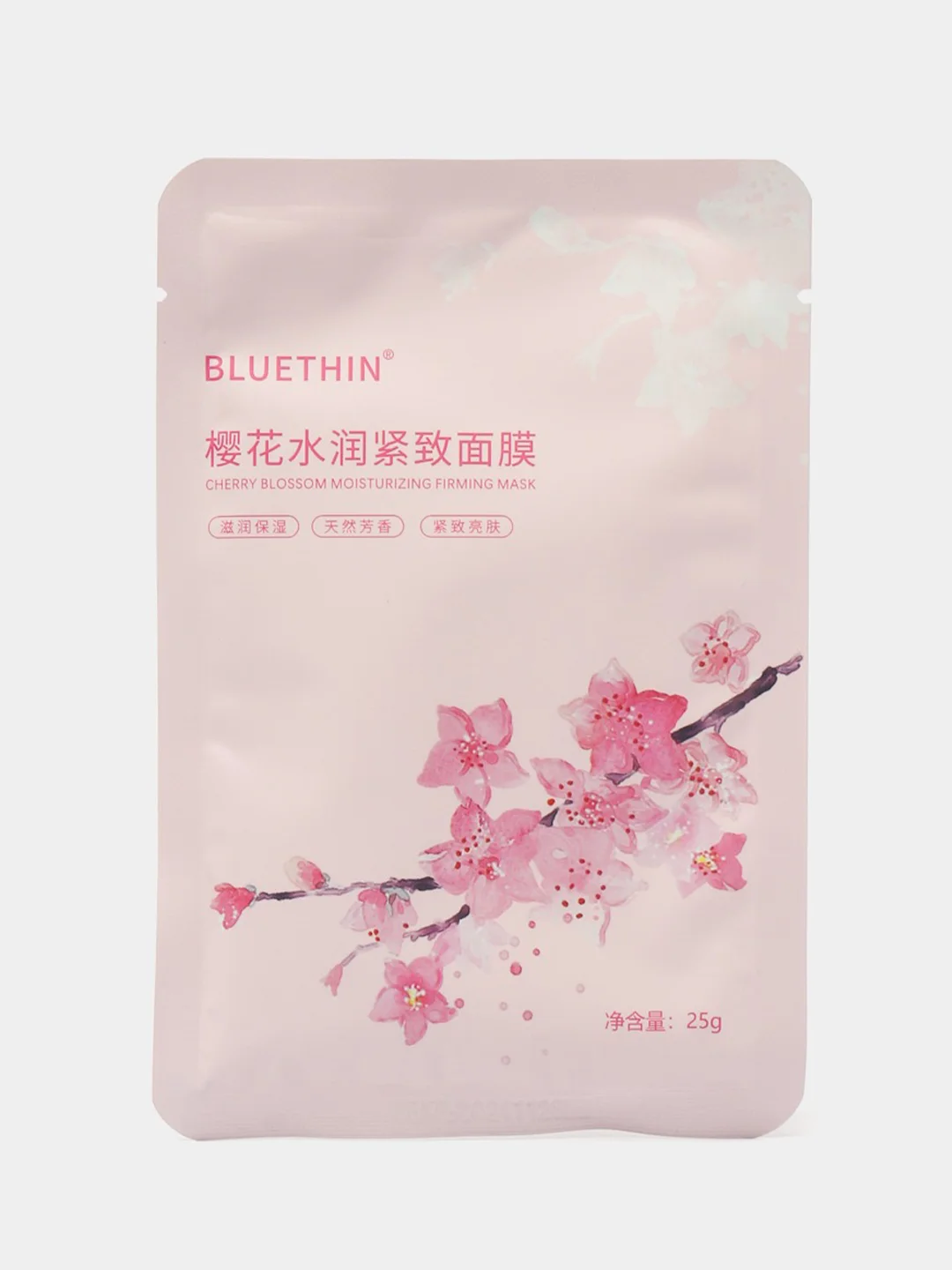 Розовый увлажняющая тканевая маска для лица BLUETHIN с экстрактом вишни